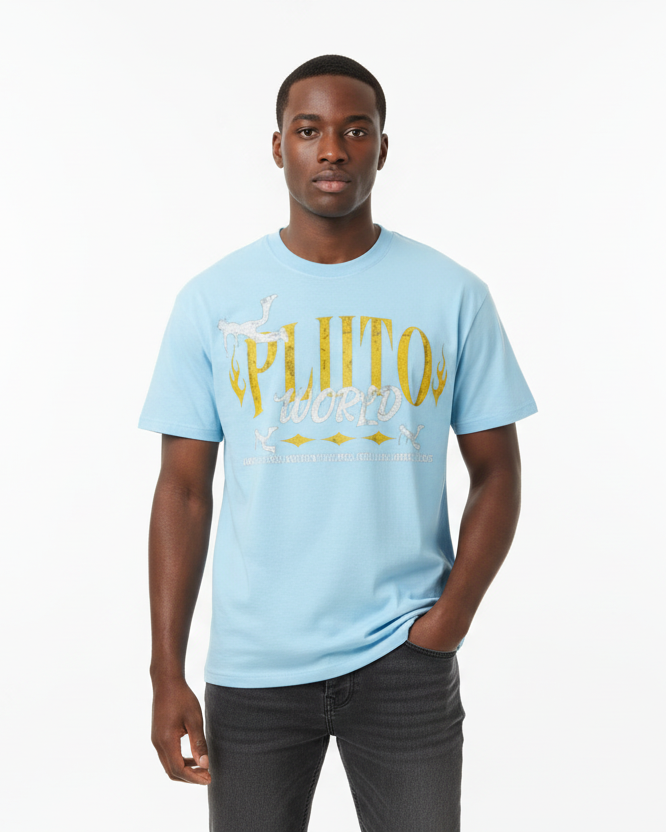 Pluto World Yellow Fire Vintage Cotton Tee-Shirt