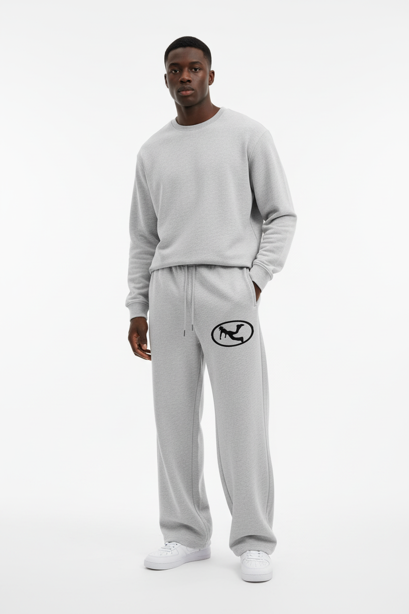 Pluto Black Oval Logo Straight-Leg Sweatpants
