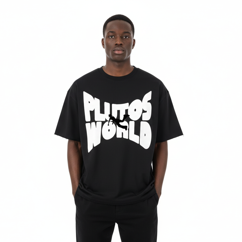 Plutos World Bulk Boxy Half-Sleeve Raw-Edge Tee-Shirt