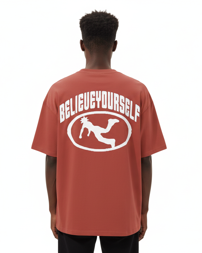 Plutos Believe Yourself Streetwear Loose Cotton Tee-Shirt