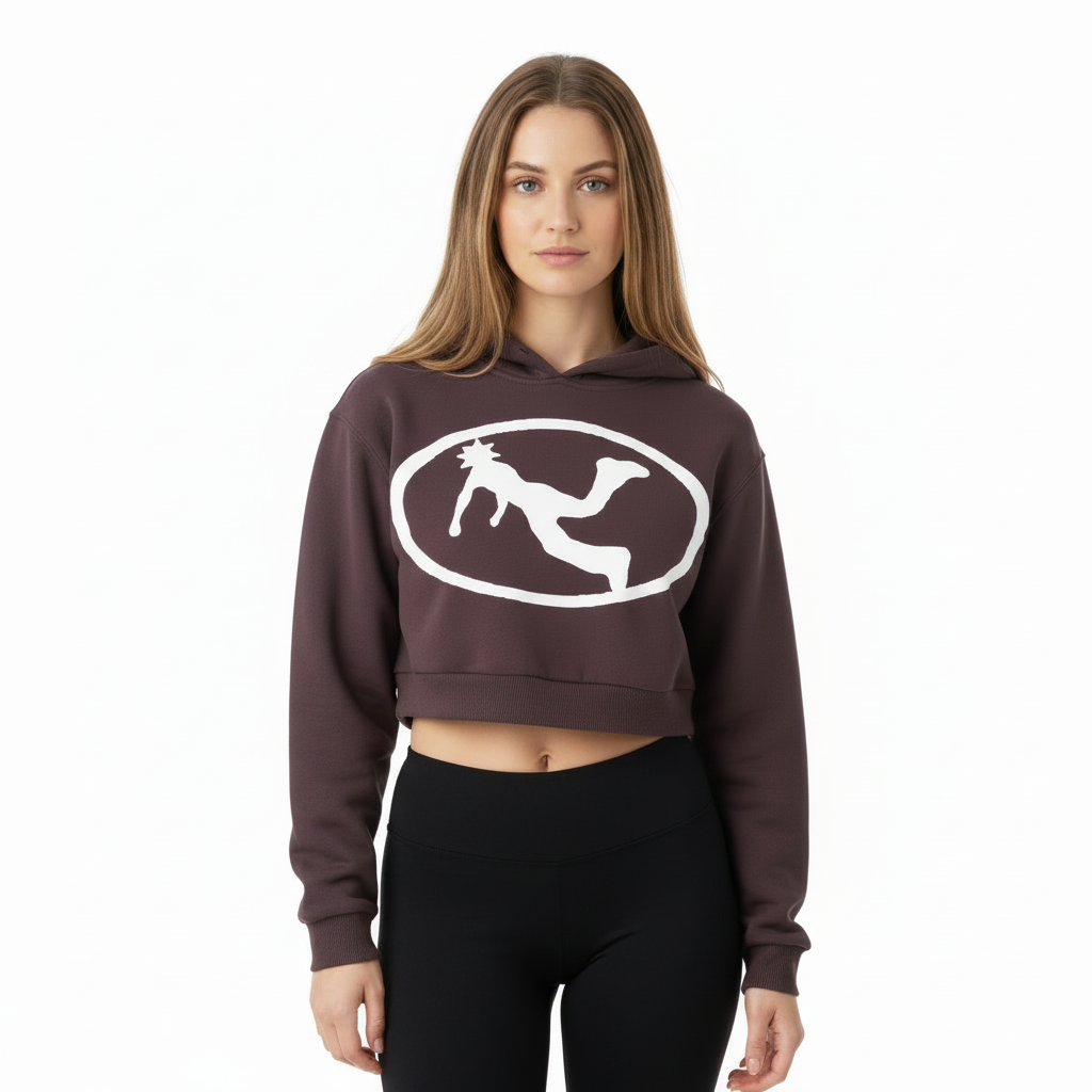Womens Plutos Oval Logo Cropped Hoodie