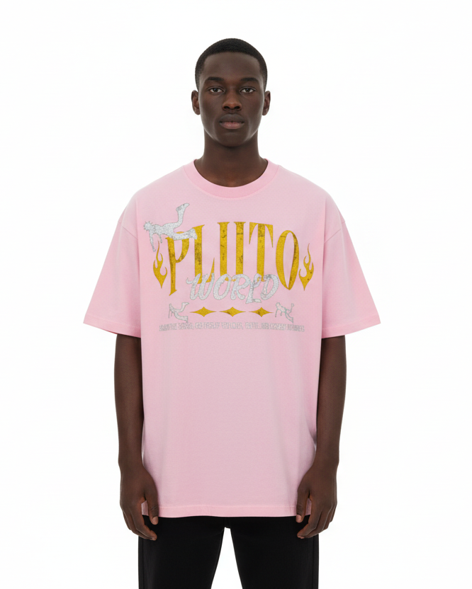 Pluto World Yellow Fire Vintage Cotton Tee-Shirt