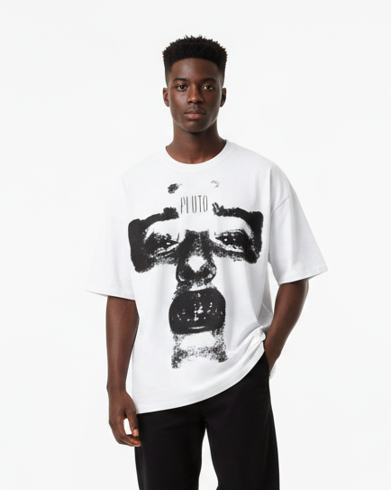 Pluto Cross Face Loose Cotton Tee-Shirt