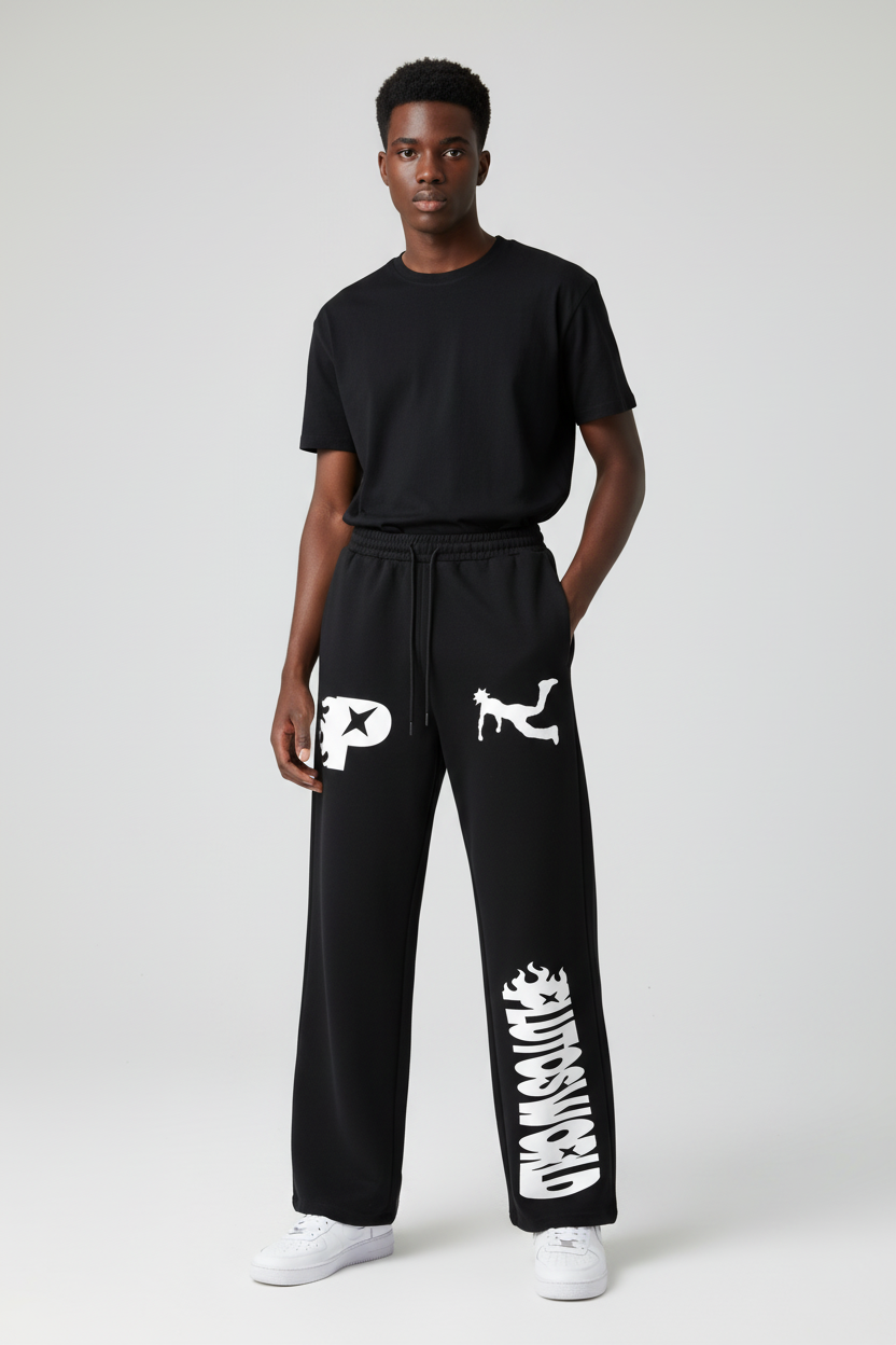 Plutos World Flame Straight-Leg Sweatpants