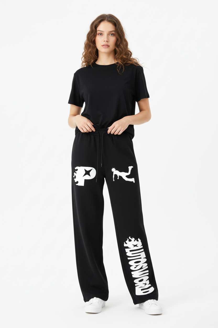 Plutos World Flame Straight-Leg Sweatpants