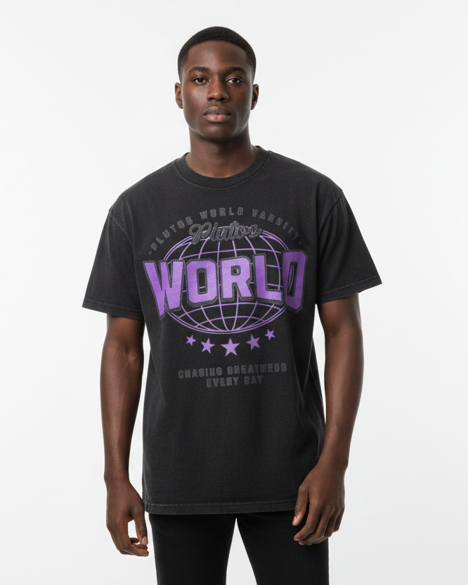 Plutos World Varsity Vintage Cotton Tee-Shirt
