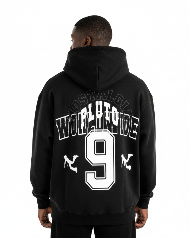 Pluto Nostalgia White Oversize Fleeced Hoodie