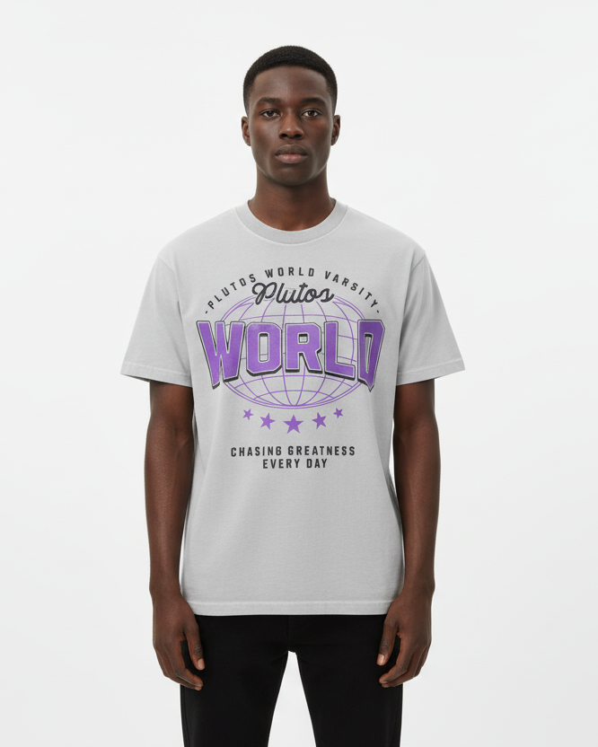 Plutos World Varsity Vintage Cotton Tee-Shirt