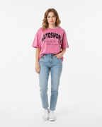 PlutosWorld Black Globe Snow Washed Oversized Tee-Shirt