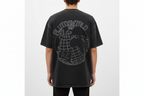 PlutosWorld White Globe Snow Washed Oversized Tee-Shirt
