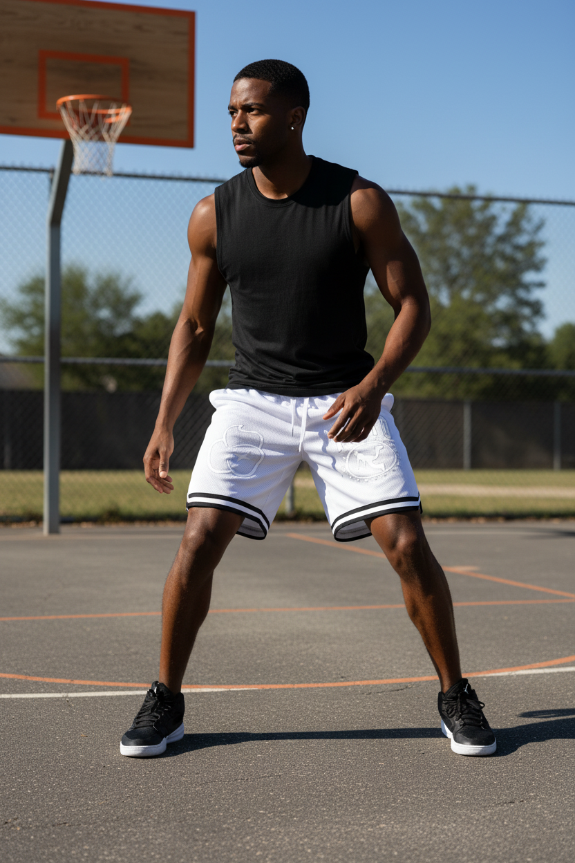 Plutos Classic Stripe Trim Basketball Shorts