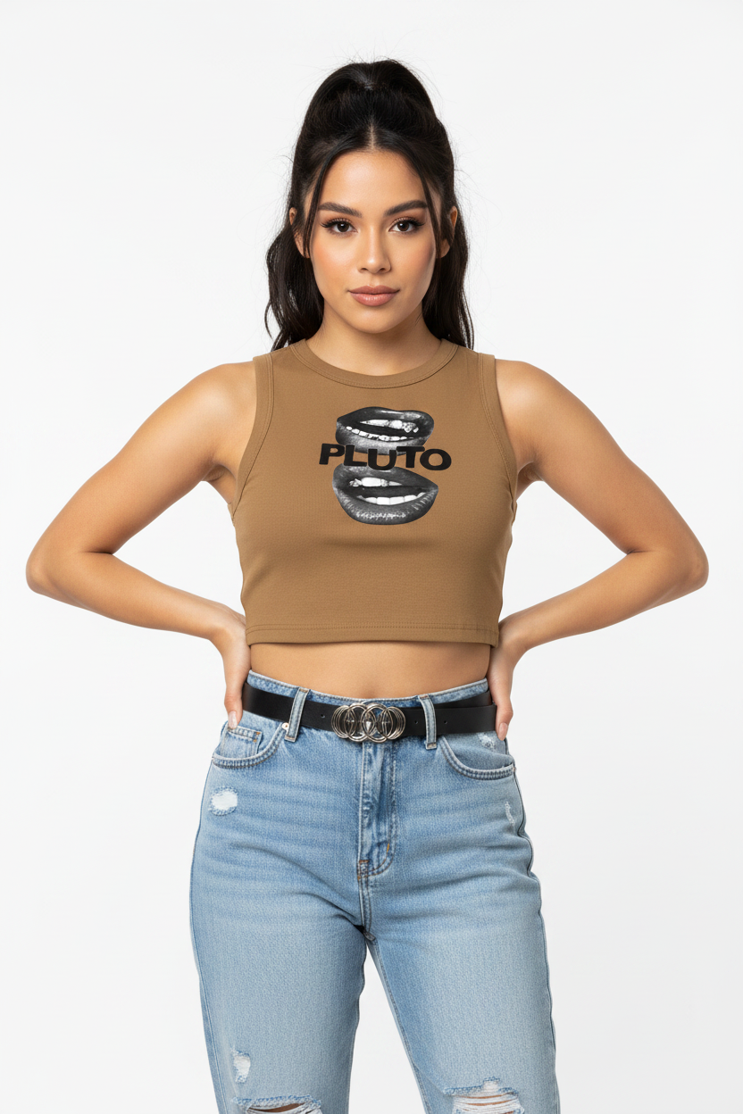 PLUTO Lips Tight Crop Tank Top