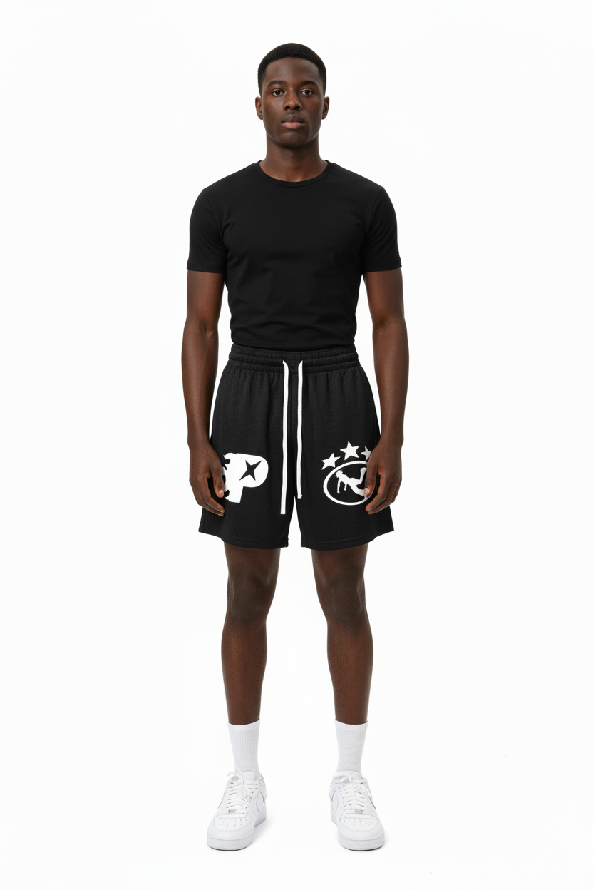 Pluto Star Mesh Drawstring Shorts