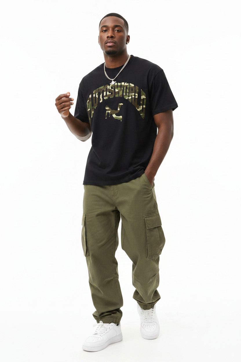 PLUTOSWORLD Camo Cotton Tee-Shirt