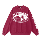 PLUTOSWORLD Wide Globe Snow Washed Oversized Sweatshirt