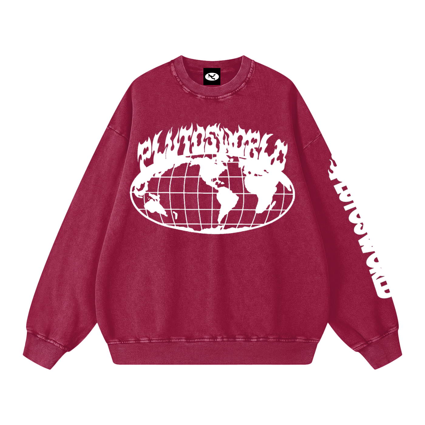 PLUTOSWORLD Wide Globe Snow Washed Oversized Sweatshirt