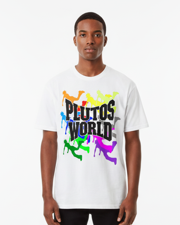 PLUTOSWORLD Color Logo Cotton Tee-Shirt