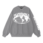 PLUTOSWORLD Wide Globe Snow Washed Oversized Sweatshirt