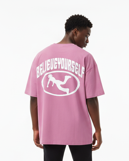 Plutos Believe Yourself Streetwear Loose Cotton Tee-Shirt