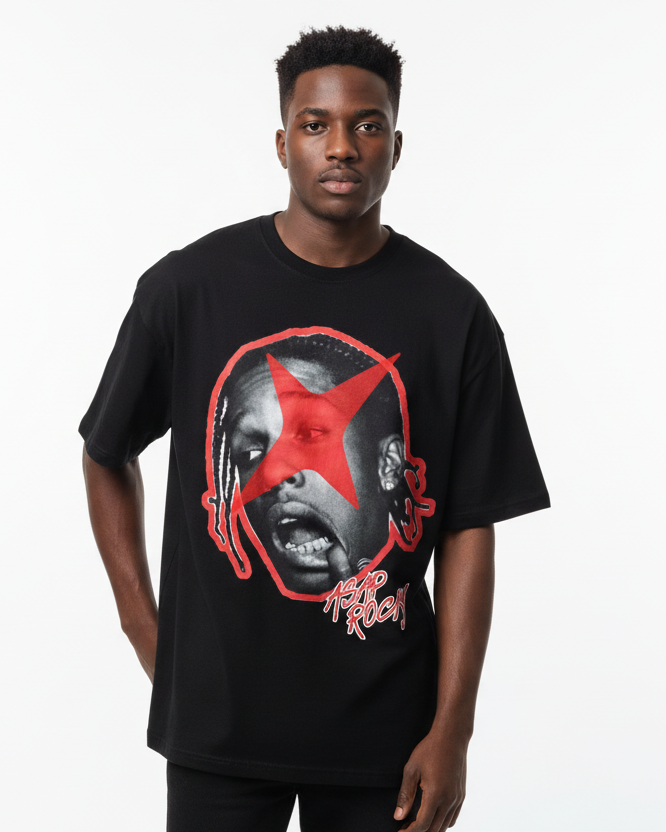 Asap Rocky Red Star Cotton Tee-Shirt