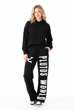 PLUTOS WORLD LOGO Straight-Leg Sweatpants