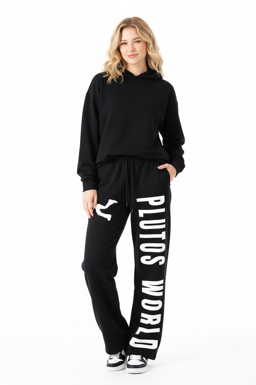 PLUTOS WORLD LOGO Straight-Leg Sweatpants