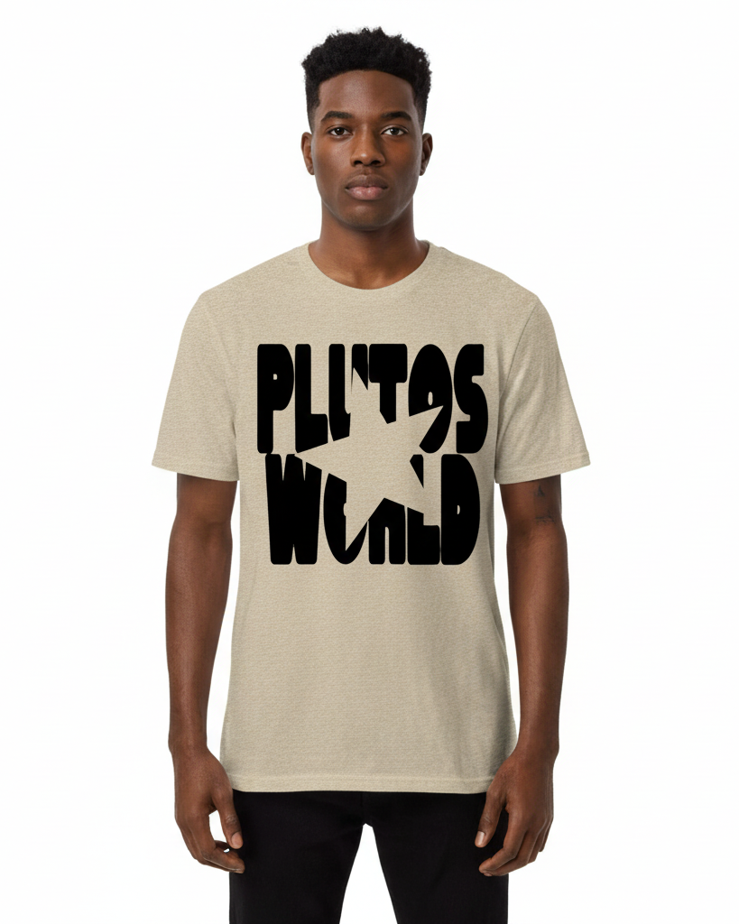PlutosWorld Black Star Cotton Boxy Tee-Shirt