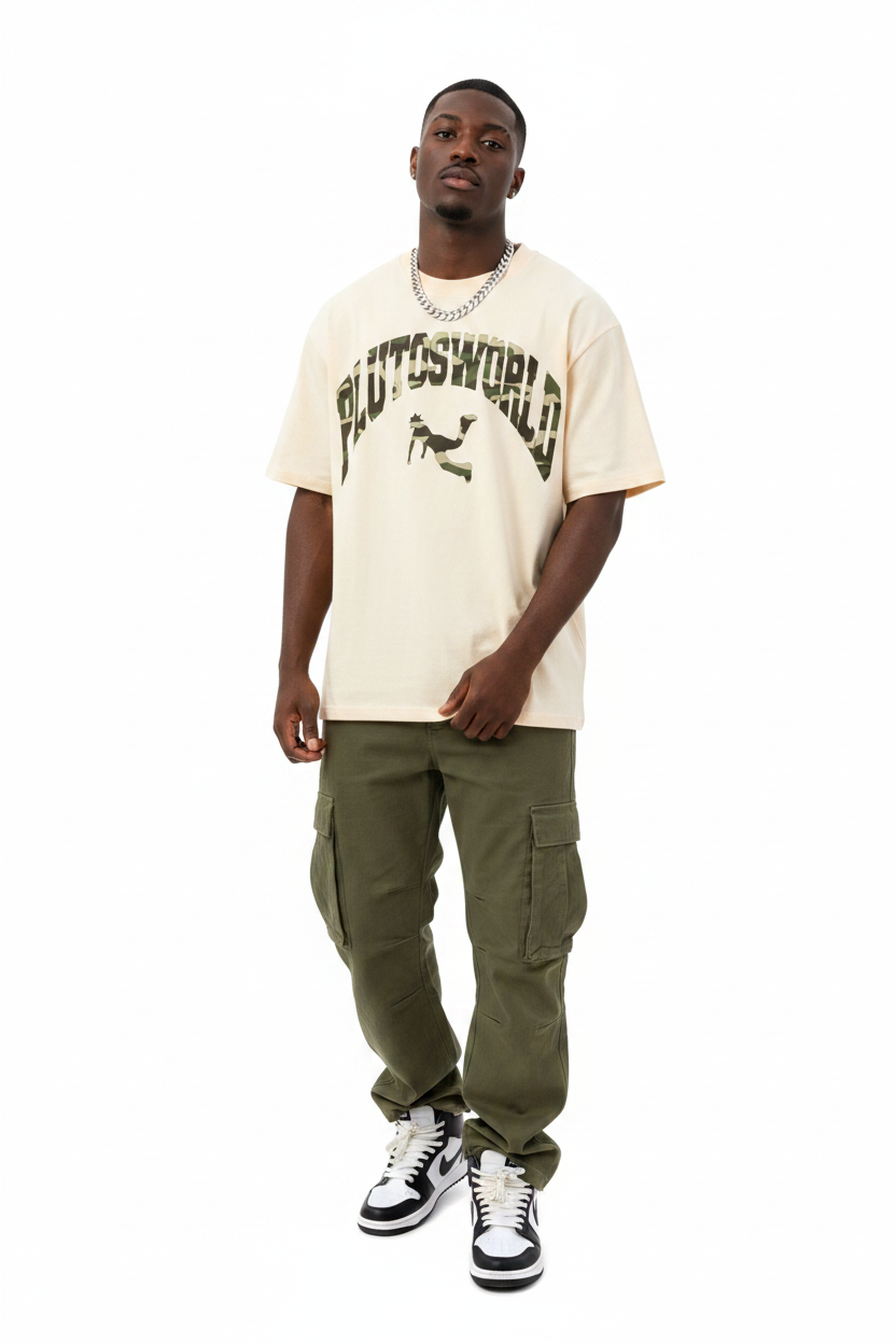 PLUTOSWORLD Camo Cotton Tee-Shirt