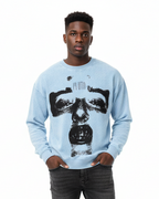 Black Pluto Face Acid Wash Oversize Long Sleeve T-Shirt