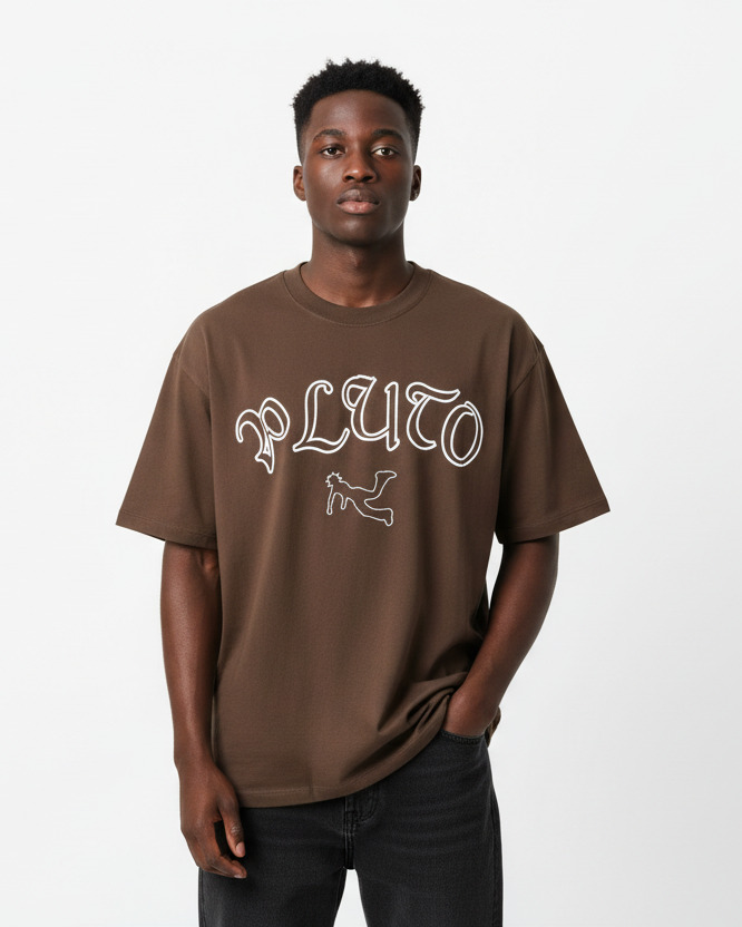 Pluto Outline Cotton Tee-Shirt