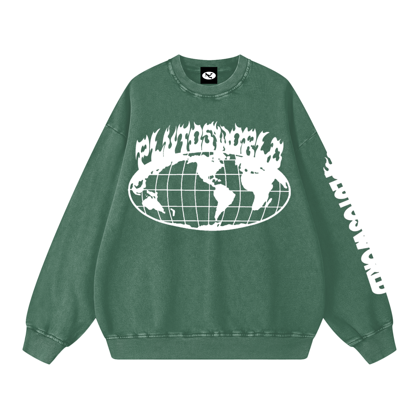 PLUTOSWORLD Wide Globe Snow Washed Oversized Sweatshirt