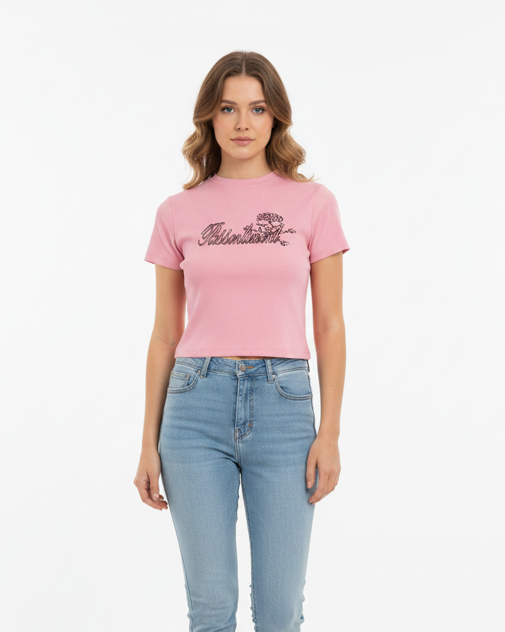 Women's Ressentiment Skull Slim Fit Mock Neck T-Shirt