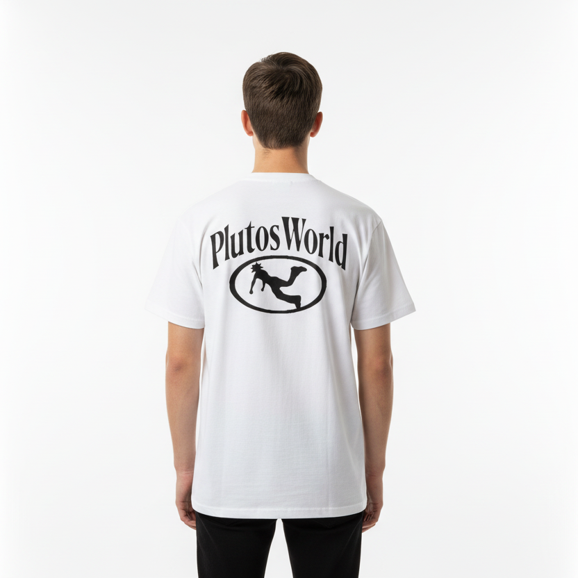Plutos World Arch Oval Logo Cotton Tee-Shirt