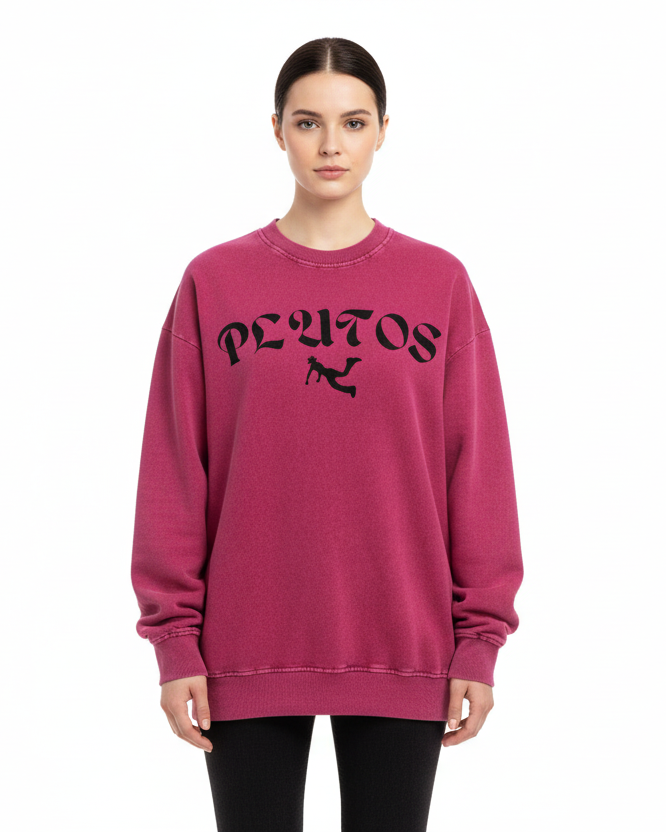 Plutos World Black Snow Washed Oversized Sweatshirt