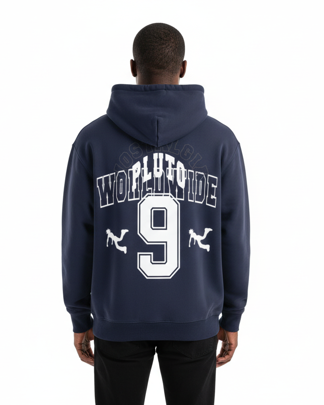 Pluto Nostalgia White Oversize Fleeced Hoodie