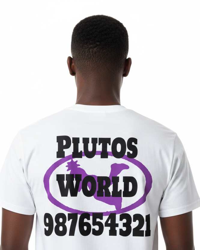 Plutos Purple Oval Logo Cotton Tee-Shirt