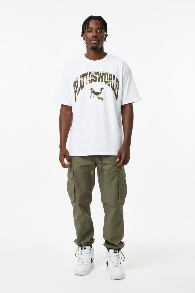 PLUTOSWORLD Camo Cotton Tee-Shirt