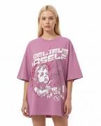 Plutos Believe Yourself Streetwear Loose Cotton Tee-Shirt