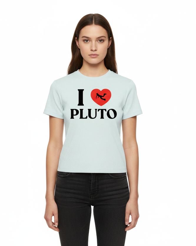 I Heart Pluto Slim Fit Mock Neck WOMENS Tee-Shirt