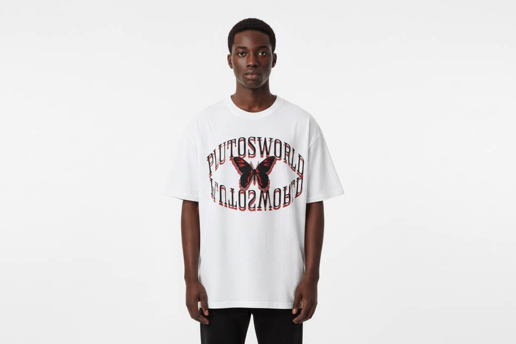 Plutos World Red Butterfly Cotton Tee-Shirt