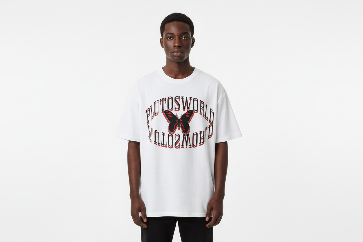 Plutos World Red Butterfly Cotton Tee-Shirt