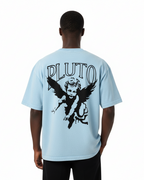 Pluto Angel Outline Mineral Wash Boxy Cotton Tee-Shirt
