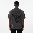 Pluto Angel Outline Mineral Wash Boxy Cotton Tee-Shirt
