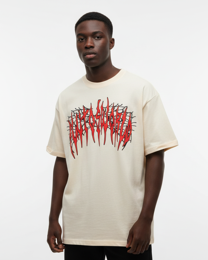 PlutosWorld Black Web Cotton Tee-Shirt