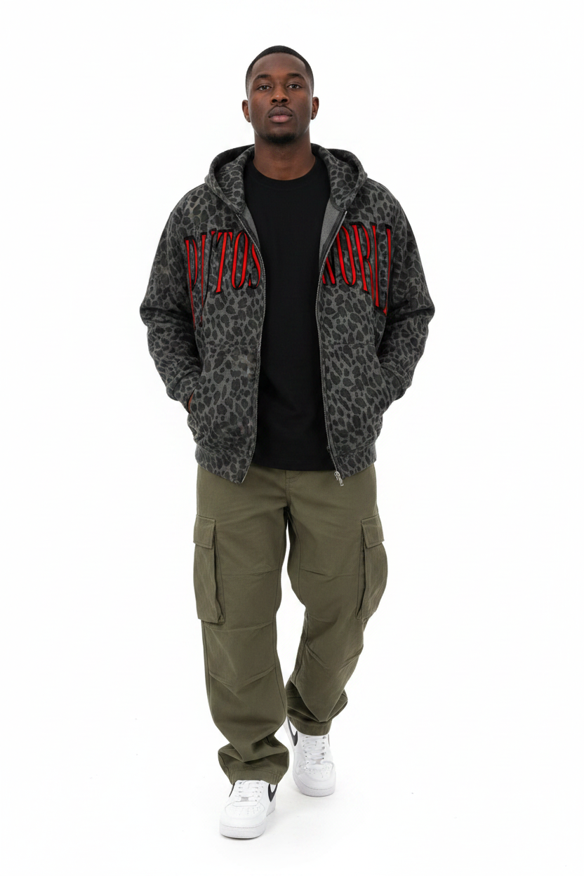 PlutosWorld Leopard Print Full Zip Hoodie