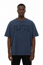 Pluto Angel Outline Mineral Wash Boxy Cotton Tee-Shirt