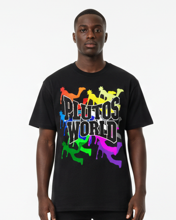 PLUTOSWORLD Color Logo Cotton Tee-Shirt