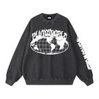 PLUTOSWORLD Wide Globe Snow Washed Oversized Sweatshirt