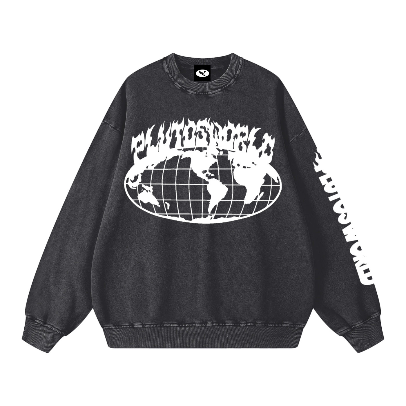 PLUTOSWORLD Wide Globe Snow Washed Oversized Sweatshirt
