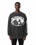 PLUTOSWORLD Wide Globe Snow Washed Oversized Sweatshirt